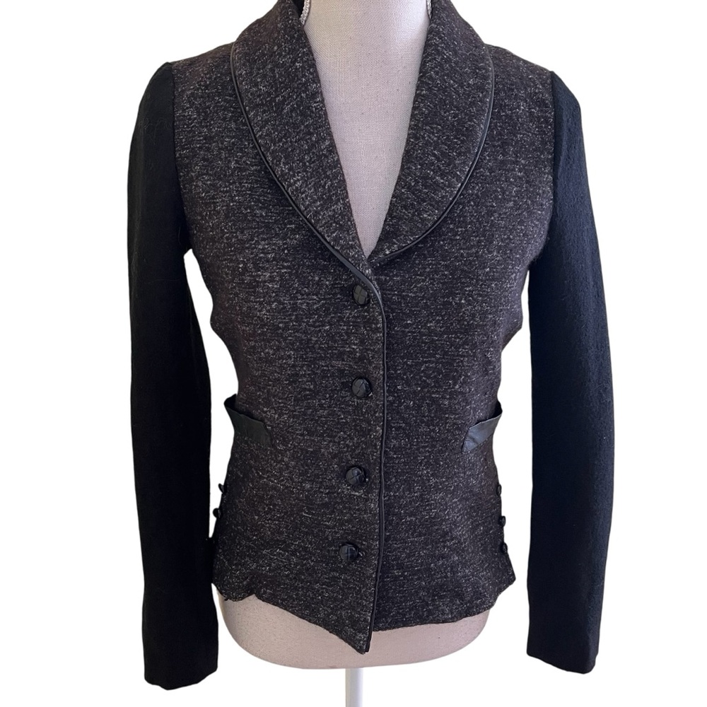Zara Black and Gray Tweed Three Button Blazer S